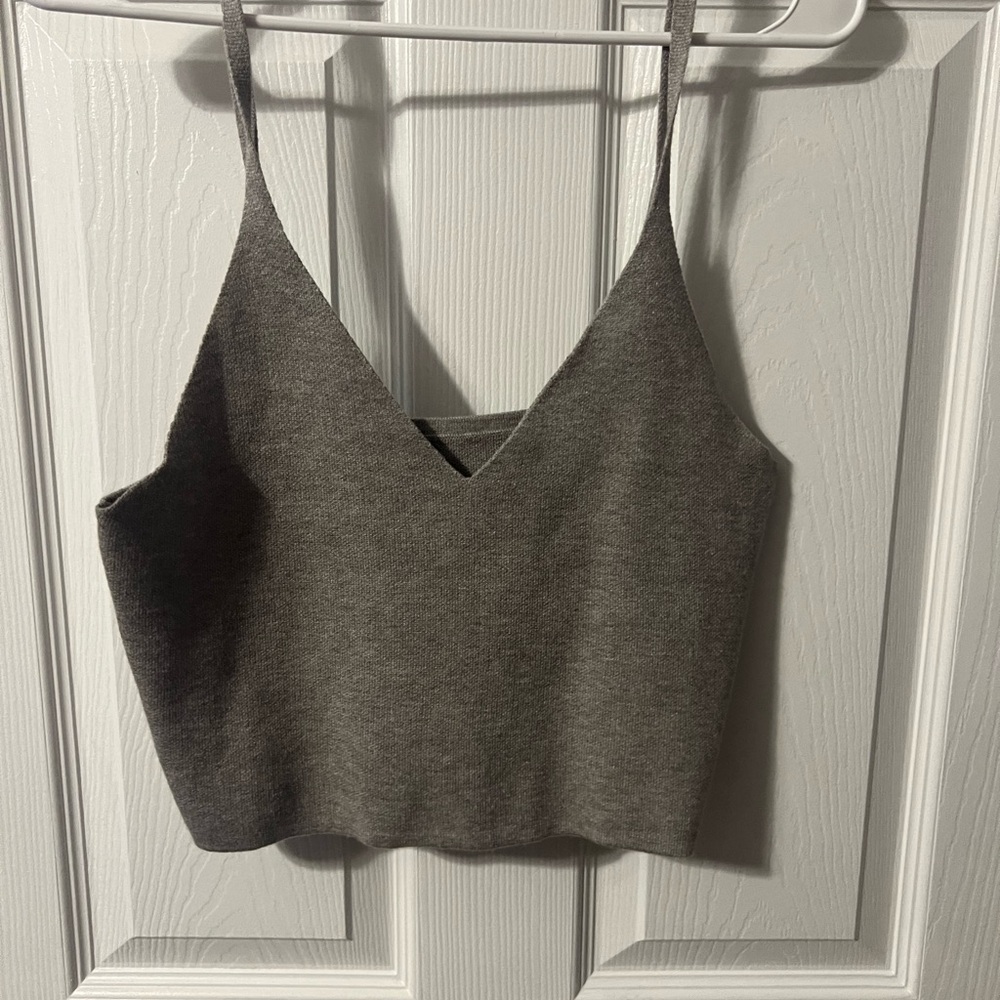Grey sweater crop top tank
